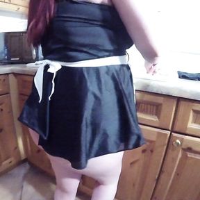 French Maid cleaning up in the kitchen sink