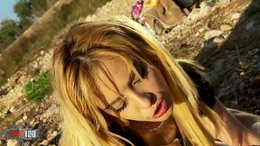 Public blowjob while peeing and outdoor fucking with dulce Chiki