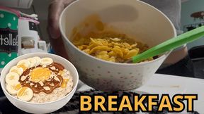 Morning routine, preparing breakfast