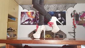 Walking in my red banded platform boots - Beth Kinky