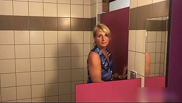 Risky Camping Bathroom Blowjob and Swallow - My Wife Luna