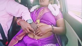 Indian car sex. beautiful tradition saree housewife with car driver hot romance Telugu dirty talks.