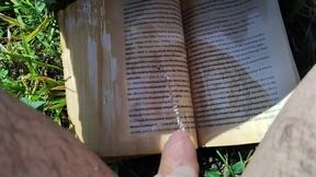 Pissing on a Book Outdoors (slow motion)