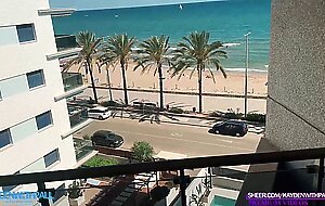 Fitness amateur couple fucking on the balcony. public sex