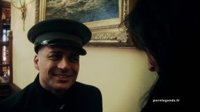 Lezley Zen, dressed as a French maid, is drenched in cum