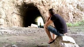 The young slut gets fucked in the pussy on a beach