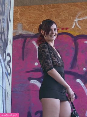 Jeny Smith teasing her butt and pussy outdoor