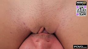 Babe gets a immense hard-on creampie from her pal while cuck watches