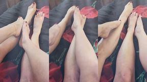 une petite video de mes pieds et ceux d une copine dominatrice. devine ...