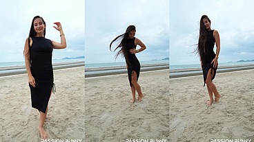 Sexy tight black dress and beauty chill