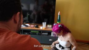 Petite French slut sucks dick in kitchen and craves gangbang - Cuckolded