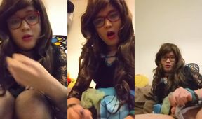 Cum butterfly begs for thick cock while dressed in glasses