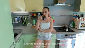 Depraved wife seduces her husbands best friend! Risky cheating. Hot girl greedily sucks cock, licks balls with eye contact. Quick sex! Real female orgasm and huge cum load in tight pussy! Dirty talks.