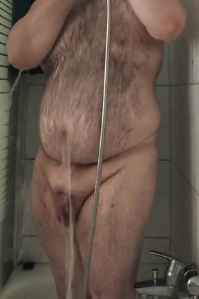 Fat Bear Taking a Shower
