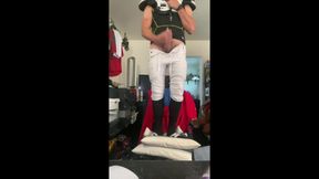 Football Athlete Dilf Jockdad87 Is Super Horny in His Pads, Pants and Socks on Cam