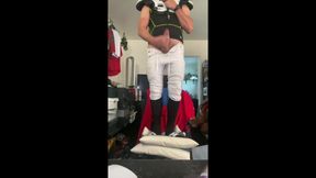 Football Athlete Dilf Jockdad87 Is Super Horny in His Pads, Pants and Socks on Cam