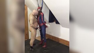 silicone muscle dude ejaculates on spidermans lollipop