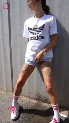 Crazy chick street pee