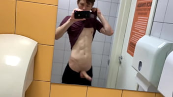 Hot Boy Jerkin off in Toilet at Gym (RISKY)/ almost Caught ! /hunks /cute