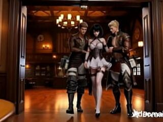 The titan jaw-dropping Mikasa Ackerman wearing very gracious costume at the ball will discover an punk to Eren