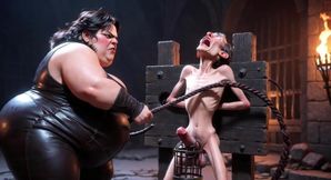 CBT Humiliation - BBW Mistress Whipping Locked Slave Cock