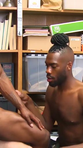 Thieving ebony jock barebacked by interracial police   Clip 2
