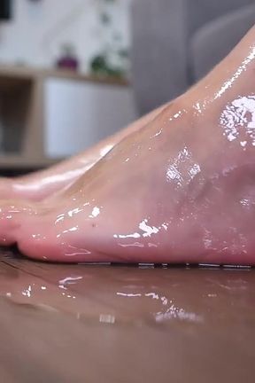 Mature Punk Feet Getting Oiled up, POV