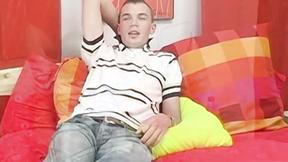 ”Petite  twink Garrett Emerson wanks off after interview”