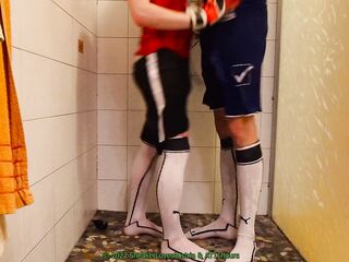 shower in soccer with my bf