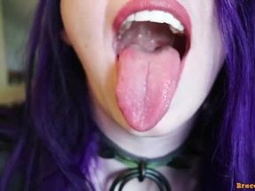Goth lady spit tongue fetish