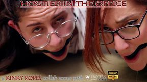HOGTIED IN THE OFFICE by BONDAGE KINK two teens ballgagged and tied on the floor with vibrators on pussy (FHD)
