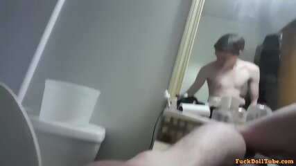 Young guy fucks sex toy and cums on it
