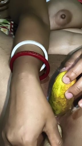Naughty Deshi Bhabi enjoying vegetable with bedroom   Clip 2