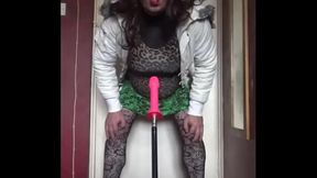 bisexual crossdresser wants to be filmed while getting his anal pussy fucked by a real cock instead of this dildo machine fucking him part 2