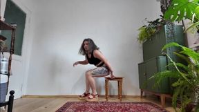 workout for my strong legs with heavy man on my lap