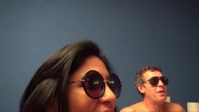 Latin chabby woman in a threesome of Italian horny men