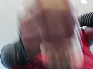 red lace glasses femboy crawl tease - fleshlight screw & cums on camera lens