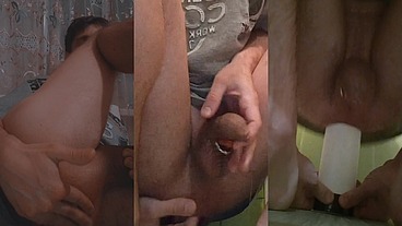 Male squirt from anal orgasm. I jerk off the prolapse until the sperm flows
