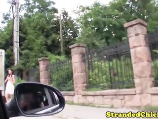 Stranded hungarian teen facialized for a lift