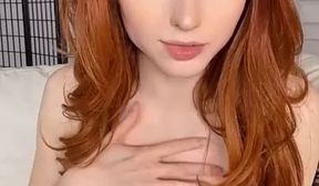 busty redhead naked girl in sexy lingerie webcamming