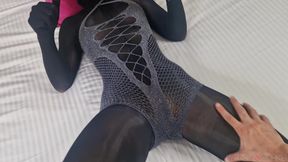 POV Elena Clark Masturbation Nylon Grey and Black