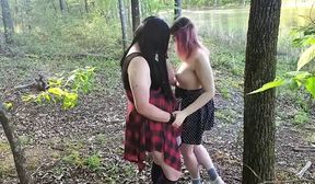 two horny shemale ladies hump in the woods 720p