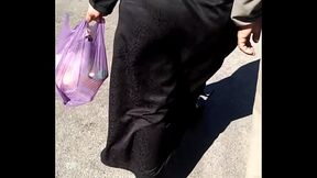 Big ass arab walking street