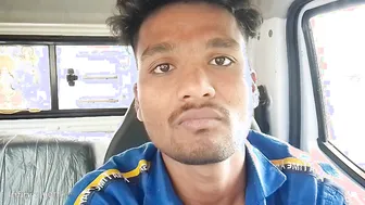 Indian young man strokes big uncut cock outdoors