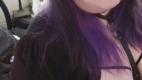 Riding Huge Monster Dildo in a Corset