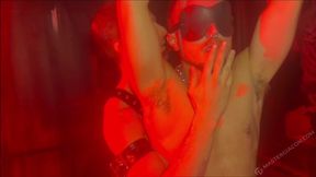 Cock tied, blindfolded and restrained , the session for the slave at Darklands keeps getting more and more intense