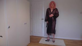 Naked blonde in black stilettos