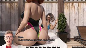 Sexbot Steph Route #2 - Animated Sex Game - the Mixed Hottie Gives a Blowjob by the Hot Tub