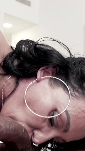Horny MILF gives sloppy cum in mouth POV blowjob