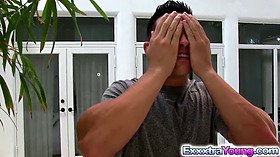 Playful teen Sam flrts and fucks with neighbor